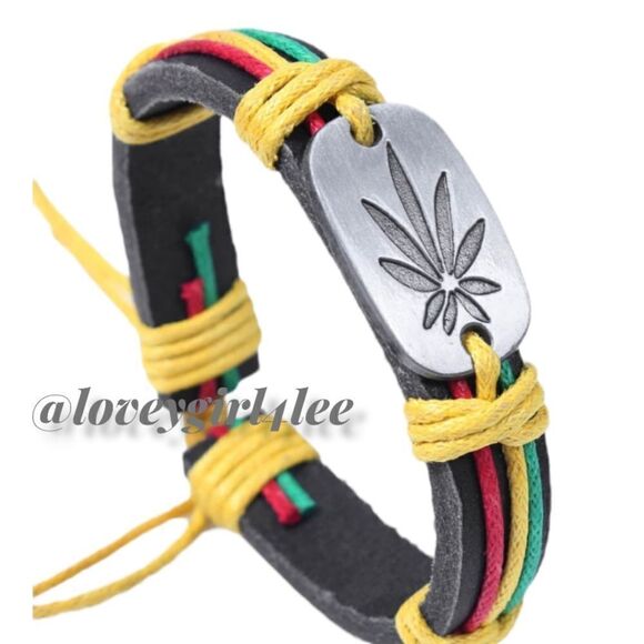 COLORFUL VEGAN LEATHER LEAF BRACLET #P1 - Picture 5 of 7